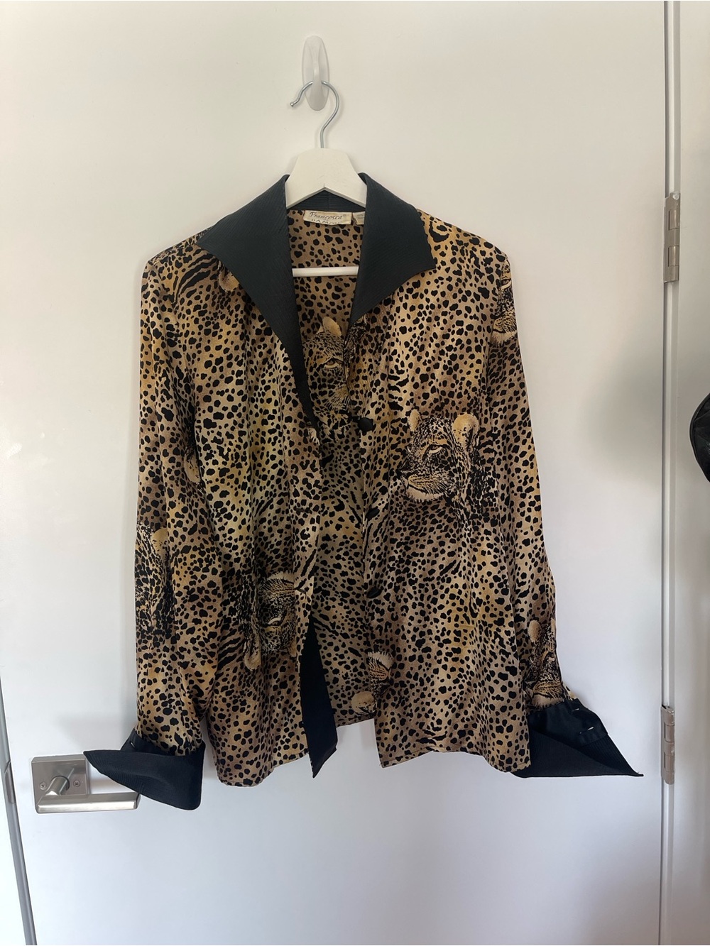 100% Silk Leopard Print Silk Blouse